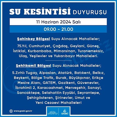 GAZİANTEP SUSUZ KALACAK